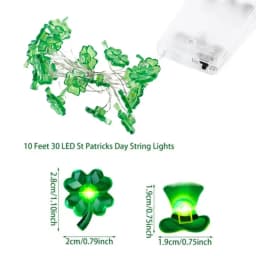 St. Patrick's Day Decoration Lights Battery Operated Patrick's Day Shamrock Lamp Battery Operated Decorative LED Fairy Lights