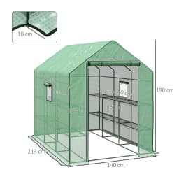 Outdoor Walk-In Greenhouse with 3 Tier Shelves with Reinforced Pe Cover, Green