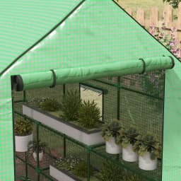 Outdoor Walk-In Greenhouse with 3 Tier Shelves with Reinforced Pe Cover, Green