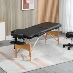 HOMCOM Wooden Folding Spa Beauty Massage Table w/ 2 Sections, Carry Bag