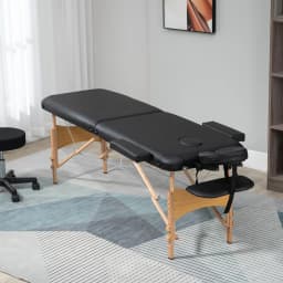 HOMCOM Wooden Folding Spa Beauty Massage Table w/ 2 Sections, Carry Bag