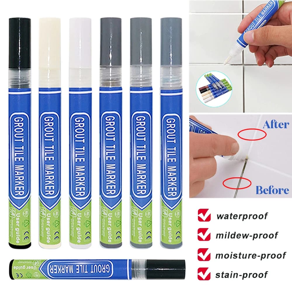 2x Tile Repair Pen Styling Wall Gap Refill Grout Refresher Marker Revive Restore