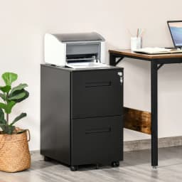 Vinsetto Mobile Lockable File Cabinet w/ Adjustable Hanging File Folder Black