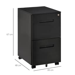 Vinsetto Mobile Lockable File Cabinet w/ Adjustable Hanging File Folder Black