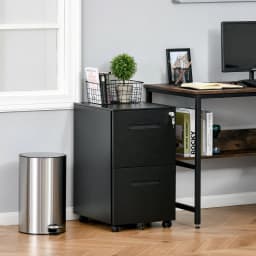 Vinsetto Mobile Lockable File Cabinet w/ Adjustable Hanging File Folder Black