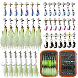 42pcs/set Ice Fishing Jigs Kit Simulated Fishing Fly Hook Set Lifelike Double Layer Fly Fishing Lure Box For Fishing Fly Fishing