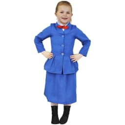Girls Magical Nanny Costume - Easy button up Jacket with attached Blouse & Red Bow Tie - Mary Inspired World Book Day Outfit