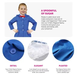 Girls Magical Nanny Costume - Easy button up Jacket with attached Blouse & Red Bow Tie - Mary Inspired World Book Day Outfit