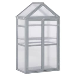 80X47X138Cm Wooden Cold Frame Greenhouse for Plants Pc Board Outdoor Grey