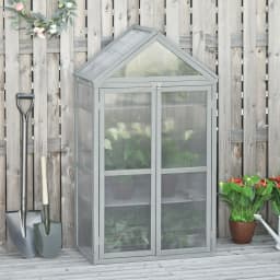 80X47X138Cm Wooden Cold Frame Greenhouse for Plants Pc Board Outdoor Grey