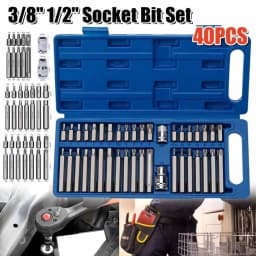 40Pcs/Set 3/8" & 1/2" Drive Male Female Torx Torque Tork Star Spline Bits Chrome Sockets Set For Car Garage Repair Tool