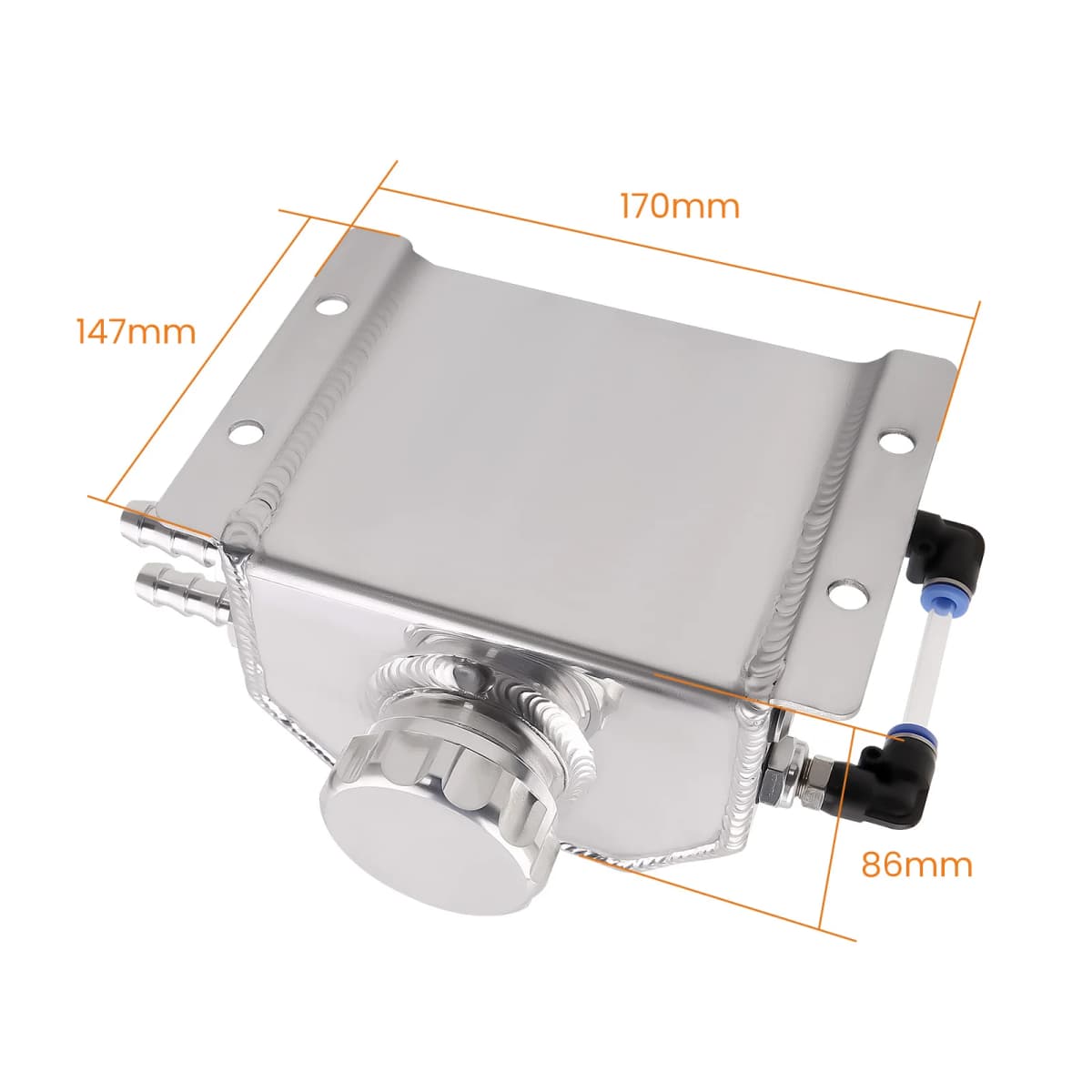 Universal 1L Aluminum Car Engine Oil Catch Can Reservoir Tank 1000ml Silver New