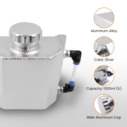 Universal 1L Aluminum Car Engine Oil Catch Can Reservoir Tank 1000ml Silver New