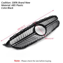 Artudatech New Front Diamond Grill Grille For Benz W205 C Class C250 C300 C400 2015-2018