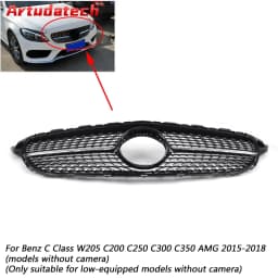 Artudatech New Front Diamond Grill Grille For Benz W205 C Class C250 C300 C400 2015-2018