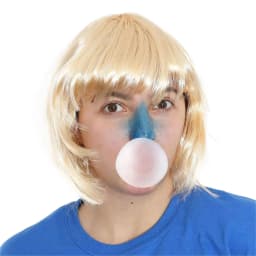 Blue Golden Ticket Winner Set - Blonde Bob Wig and Blue Face Paint - Violet Costume Set -World Book Day/ Book Week