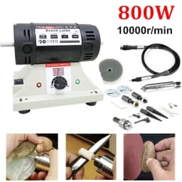 800W Mini Bench Grinder Metal Jewellery Polisher Buffer Polishing Machine with Flex Shaft for Dental, Amber, Metal, Jade