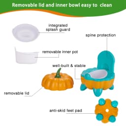 Pumpkin Shaped Training Toilet Seat with Splash Guard for Baby Potty | Lightweight and Portable Training Seat for Potty