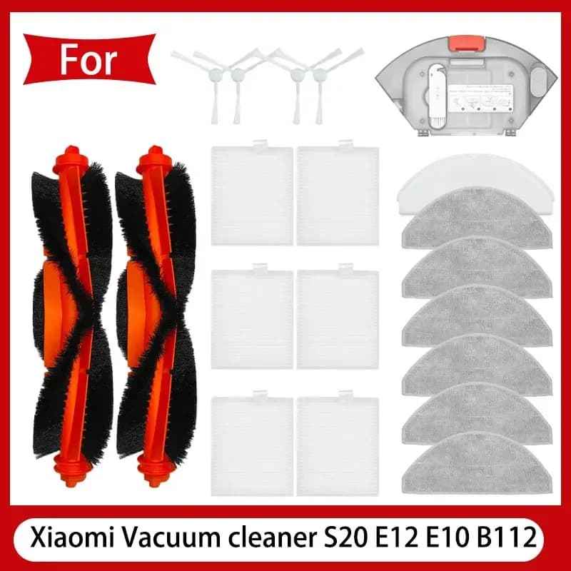 For Xiaomi Vacuum Cleaner S20 E12 E10 B112 Sweeping Robot Vacuum Cleaner Main Brush Side Brush Mop Cloth HEPA Filter Spare Parts