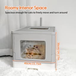Large Cat Litter Box with Lid, Foldable Litter Box, Drawer Type Enclosed Kitty Litter Box Front Entry Top Exit Kitty Litter Box