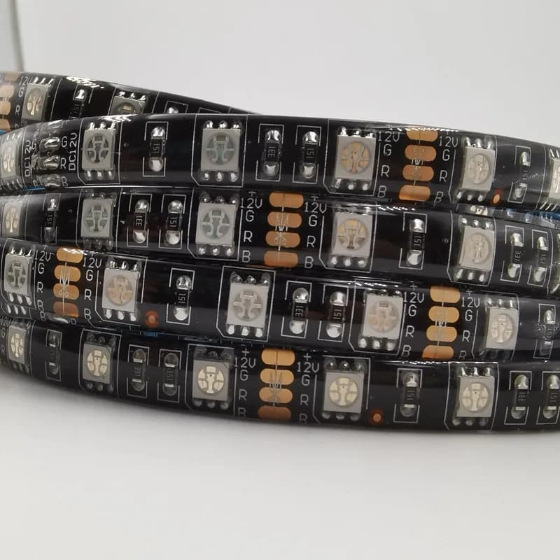DC12V LED Strip 5050SMD 60LEDs/M Black PCB Board Flexible LED Light Waterproof RGB 5050 LED Tape For TV Background Decoration