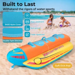 DORTALA Towable Tube for Boating 1-3 Riders Inflatable Banana Boat w/Full Nylon Cover