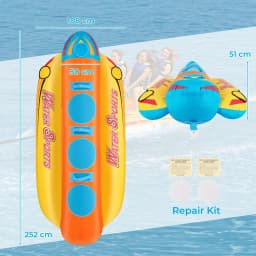 DORTALA Towable Tube for Boating 1-3 Riders Inflatable Banana Boat w/Full Nylon Cover
