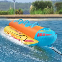 DORTALA Towable Tube for Boating 1-3 Riders Inflatable Banana Boat w/Full Nylon Cover