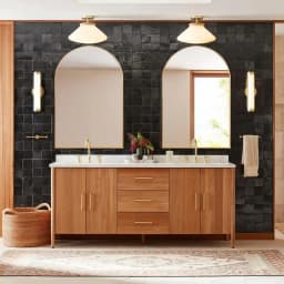 【Lifeideas】Arched Wall Mirror for Bathroom,Mirrors for Wall,Vanity Mirror for Bedroom, Entryway, Living Room, Metal Frame