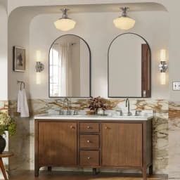 【Lifeideas】Arched Wall Mirror for Bathroom,Mirrors for Wall,Vanity Mirror for Bedroom, Entryway, Living Room, Metal Frame
