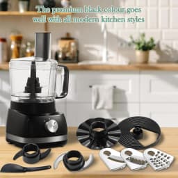 TopStrong 6-in-1 for Chopping, Slicing, Shredding and Kneading Dough, 3 Speeds with Pulse, 2L Mixing Bowl 800W Food Processor