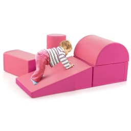DORTALA 5 Pieces Kids Climb Crawl Foam Play Set Colorful Educational Software-Rose Pink/Green/Purple/Red/Navy