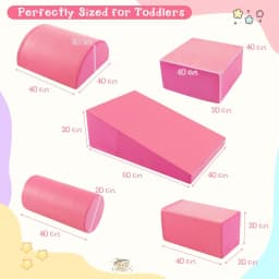 DORTALA 5 Pieces Kids Climb Crawl Foam Play Set Colorful Educational Software-Rose Pink/Green/Purple/Red/Navy