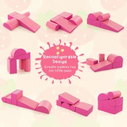 DORTALA 5 Pieces Kids Climb Crawl Foam Play Set Colorful Educational Software-Rose Pink/Green/Purple/Red/Navy