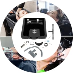 Salon Shampoo Wash Basin ABS Plastic Black Shampoo Basin Hairdressing Equipment Beauty Salon Wall Mount Suitable for Hair Salon