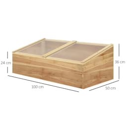 Wood Cold Frame Greenhouse Polycarbonate Grow House for Outdoor, Natural