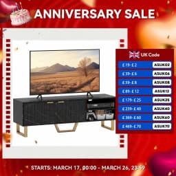 HOMCOM TV Unit, TV Stand Cabinet with Shelves and Storage Cupboard, Black