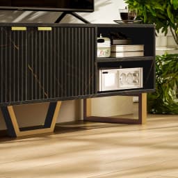 HOMCOM TV Unit, TV Stand Cabinet with Shelves and Storage Cupboard, Black