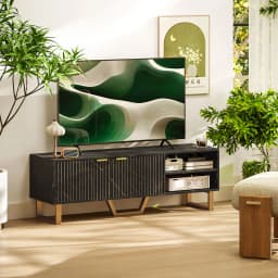 HOMCOM TV Unit, TV Stand Cabinet with Shelves and Storage Cupboard, Black