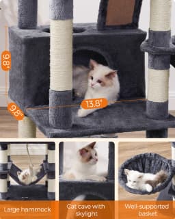 Feandrea Cat Tree, 168 cm Large Cat Tower with 13 Scratching Posts,Multi-Level Plush Cat Condo for Indoor Cats