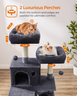 Feandrea Cat Tree, 168 cm Large Cat Tower with 13 Scratching Posts,Multi-Level Plush Cat Condo for Indoor Cats