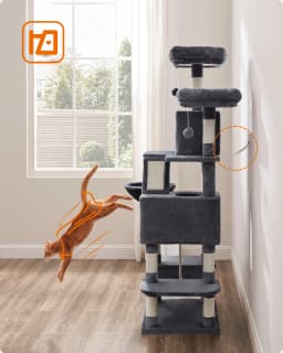 Feandrea Cat Tree, 168 cm Large Cat Tower with 13 Scratching Posts,Multi-Level Plush Cat Condo for Indoor Cats