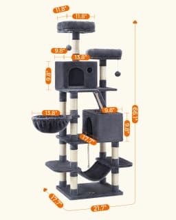 Feandrea Cat Tree, 168 cm Large Cat Tower with 13 Scratching Posts,Multi-Level Plush Cat Condo for Indoor Cats