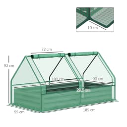 Raised Garden Bed with Greenhouse, Planter Box with Cover, Green and Dark Grey