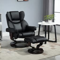 HOMCOM PU Leather Manual Reclining Armchair Footstool Padded Seat