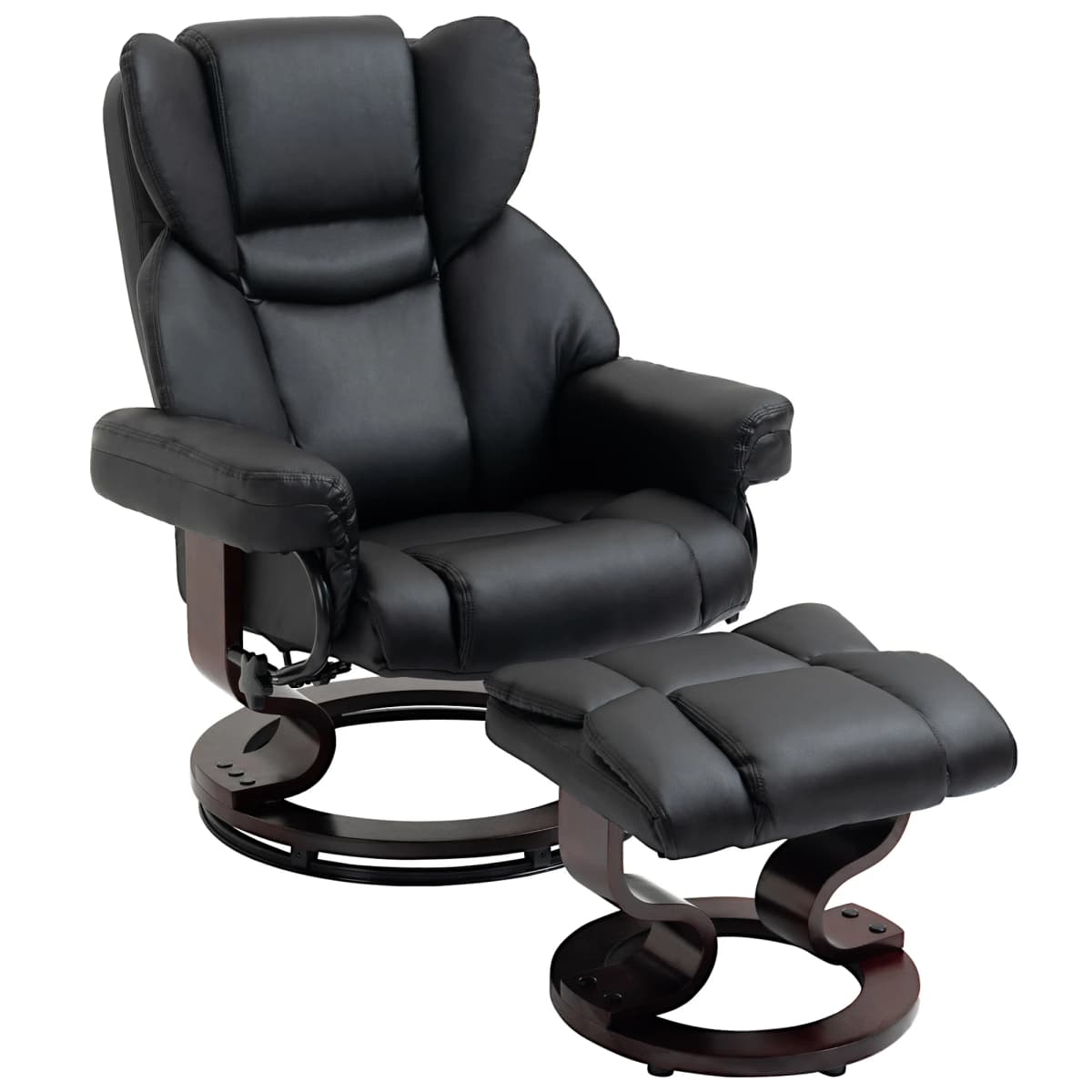 HOMCOM PU Leather Manual Reclining Armchair Footstool Padded Seat