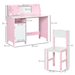 HOMCOM Kids Desk And Chair Set 2 PCs Childrens Table And Chair Set Multi Use Toddler Furniture with Whiteboard, Storage