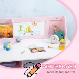 HOMCOM Kids Desk And Chair Set 2 PCs Childrens Table And Chair Set Multi Use Toddler Furniture with Whiteboard, Storage