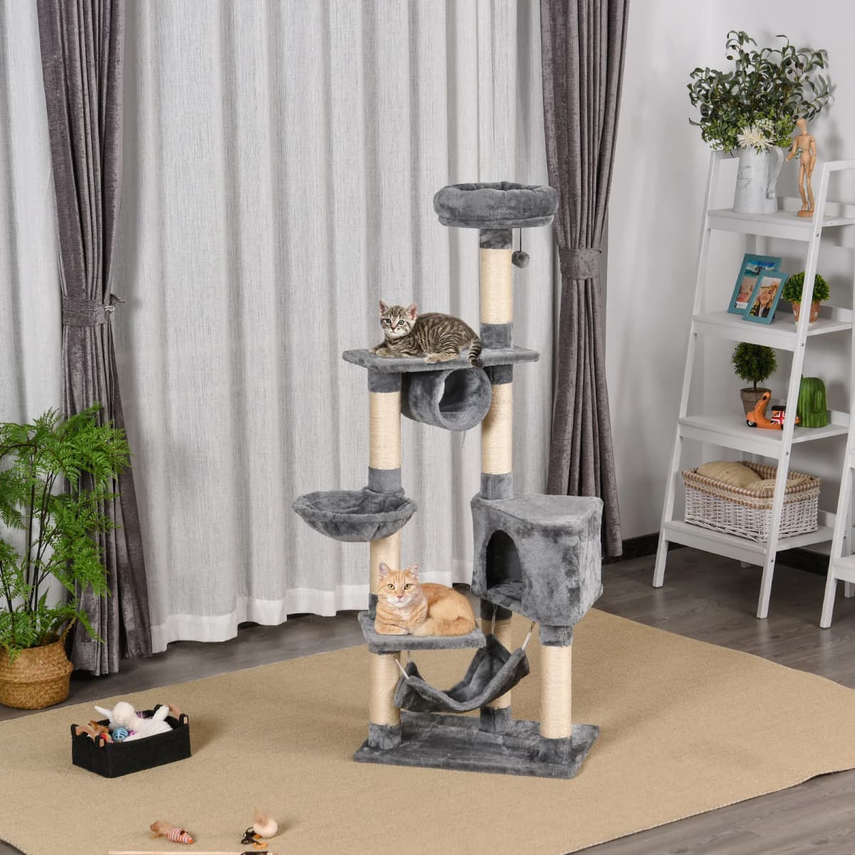 PawHut 150CM Cat Tree Tower Kittens Activity Stand House Scratching Posts