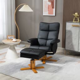 HOMCOM Recliner Chair and Footstool PU Leather Wooden Base